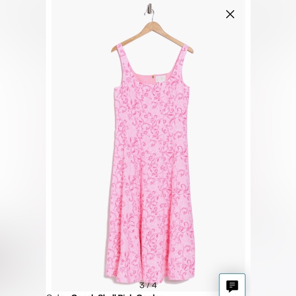 Size 14 Lilly Pulitzer Pink Linen Calina Floral Fit & Flare Midi Dress, NWT - Picture 3 of 11